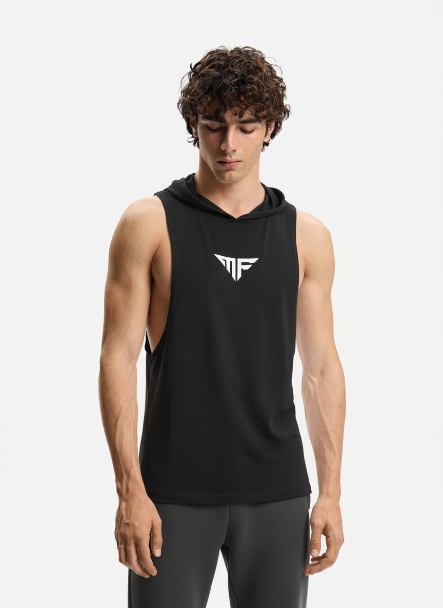 MF Sleeveless Black Hoodie