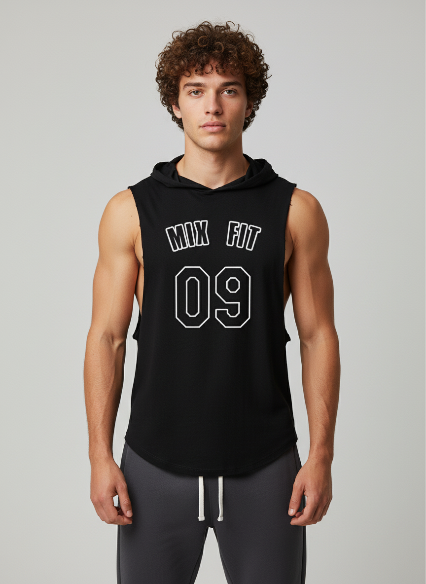 09 Sleeveless Black Hoodie