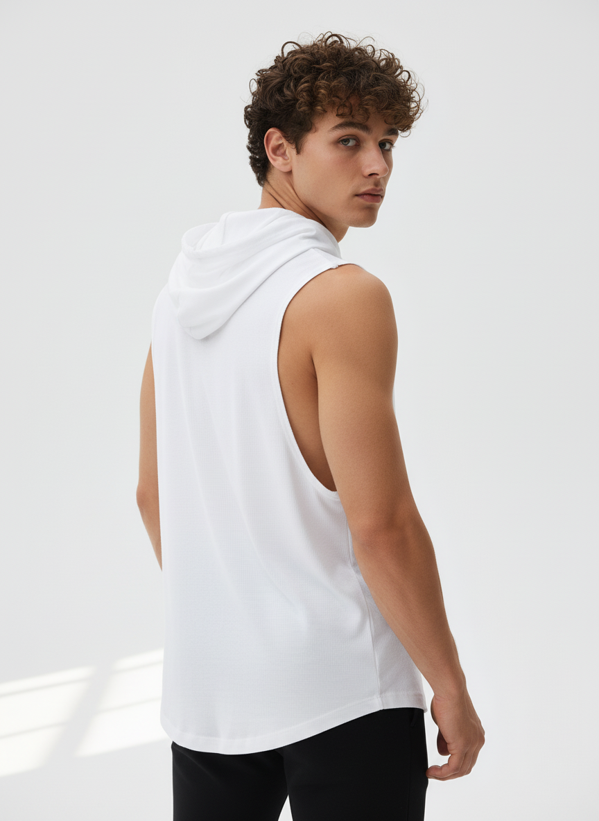 MF Sleeveless White Hoodie