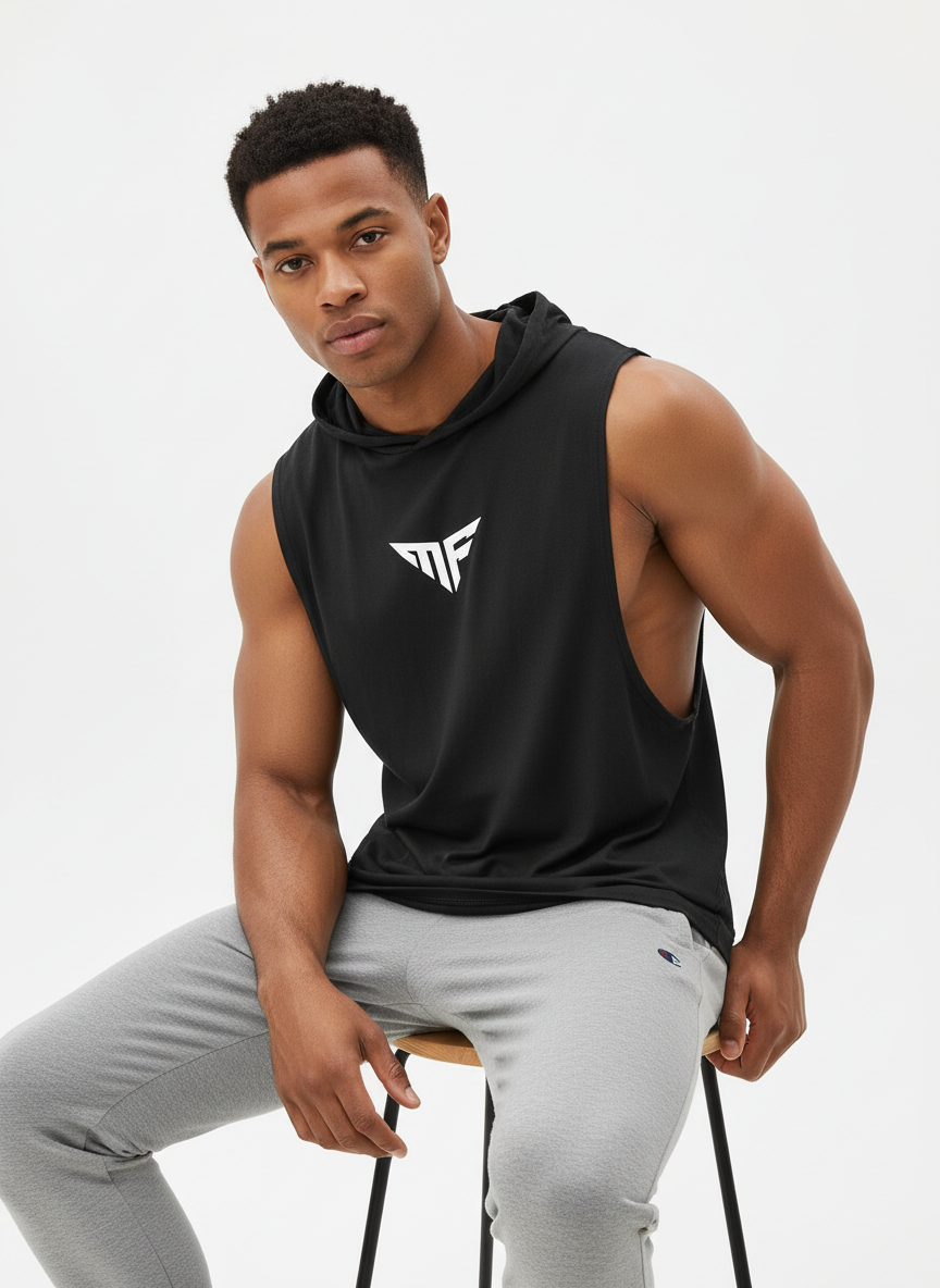 MF Sleeveless Black Hoodie