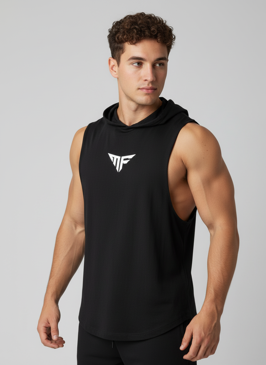 MF Sleeveless Black Hoodie