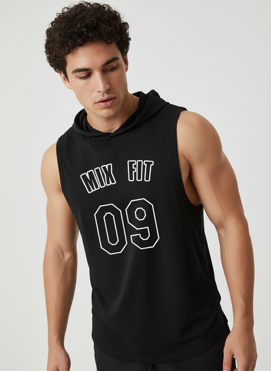 09 Sleeveless Black Hoodie