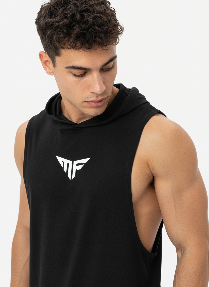 MF Sleeveless Black Hoodie
