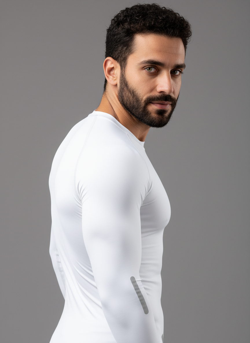 Long Sleeve (White) Compression T-Shirt